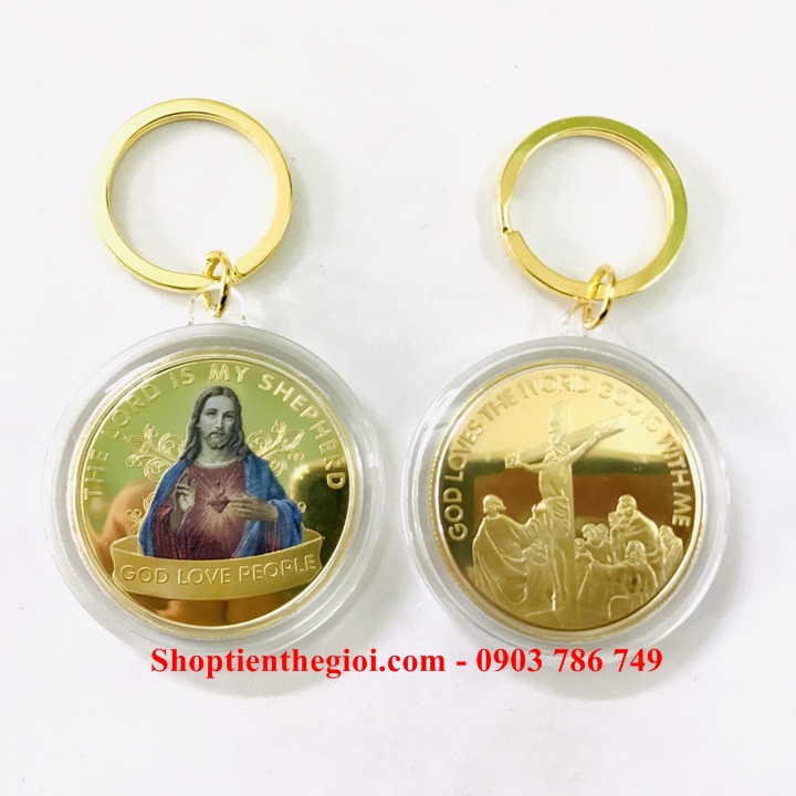 Móc Khóa Xu Thánh Tâm Chúa Giêsu Kitô In Màu - SP005206